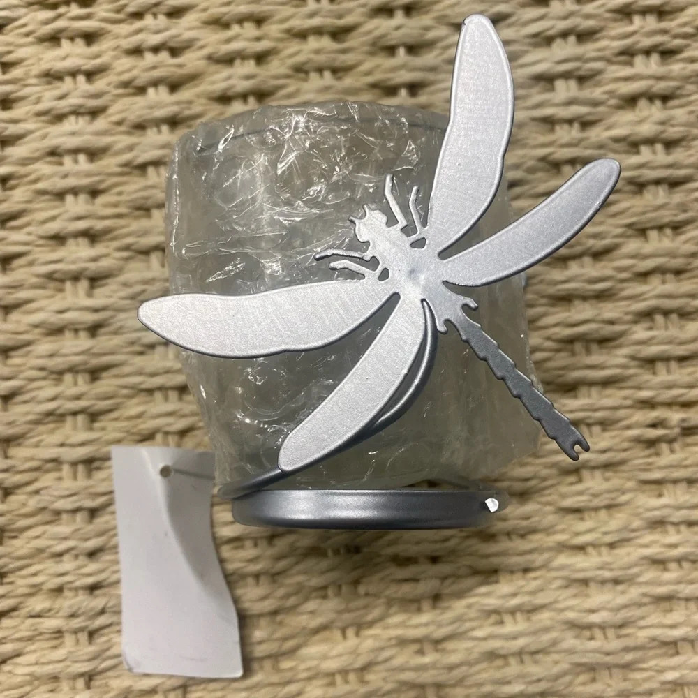 Yankee Candle Silver Dragonfly Candle Holder 4”